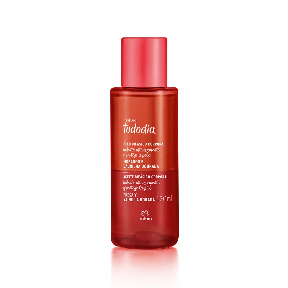 Óleo Bifásico Corporal Tododia Morango e Baunilha Dourada 120 ml