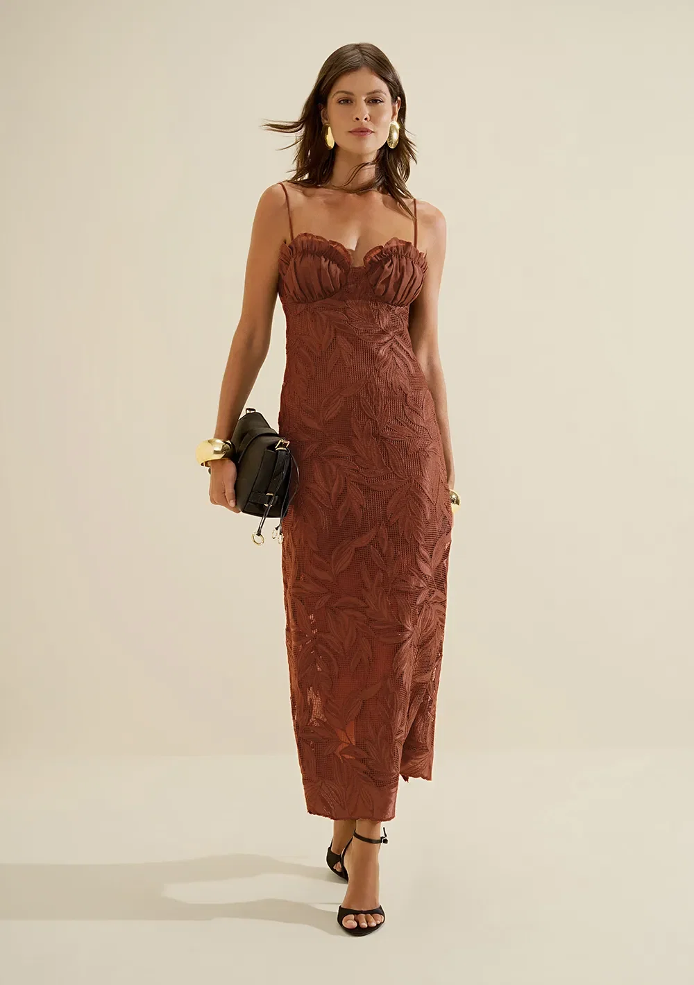 Vestido Midi Cafeeiro Marrom