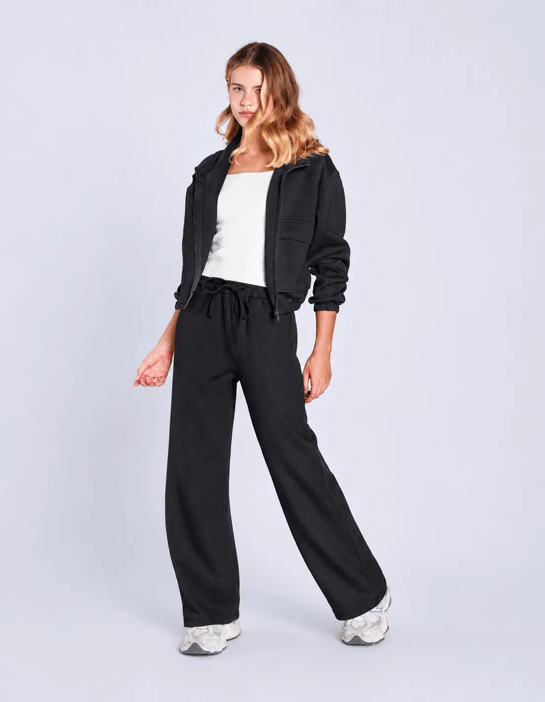 Calça Pantalona Neoprene Cós Elástico - Preto — imagem 1