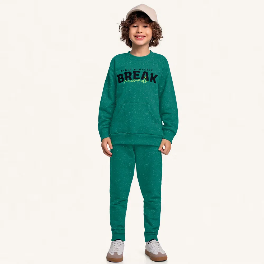 Conjunto blusão e calça em moletom molinê break