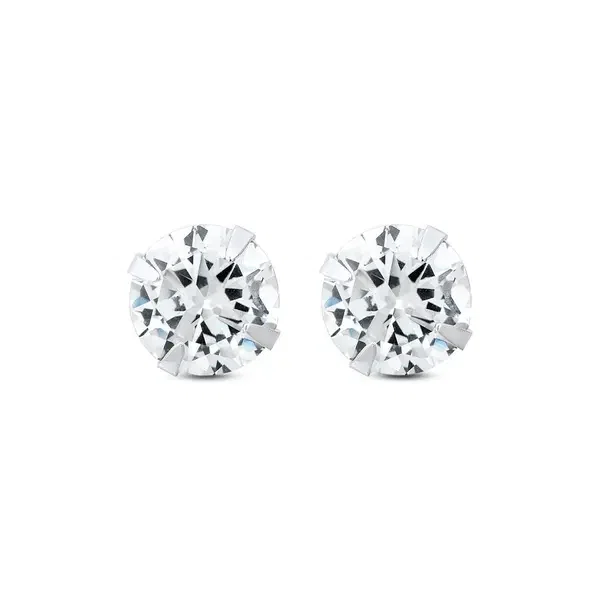 Brinco Prata Top Zircônia Redondo 9Mm