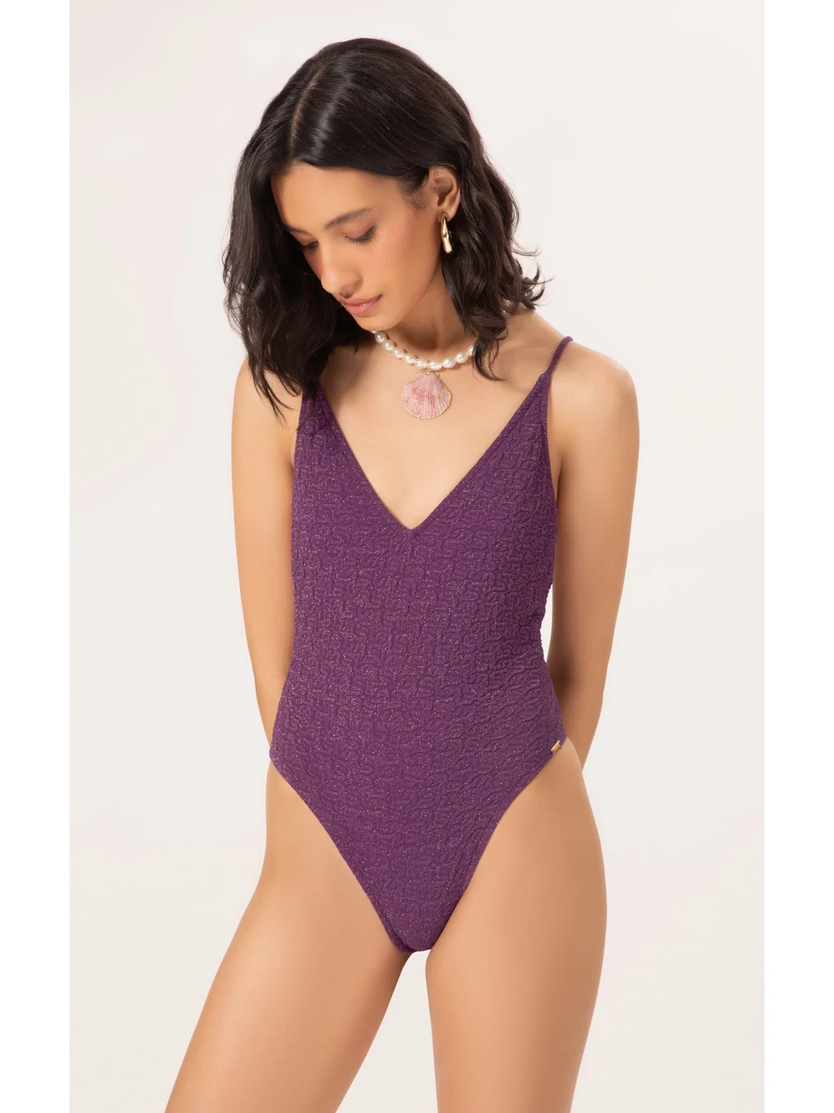 Maiô Regata Asa Delta Crepe Shine Roxo