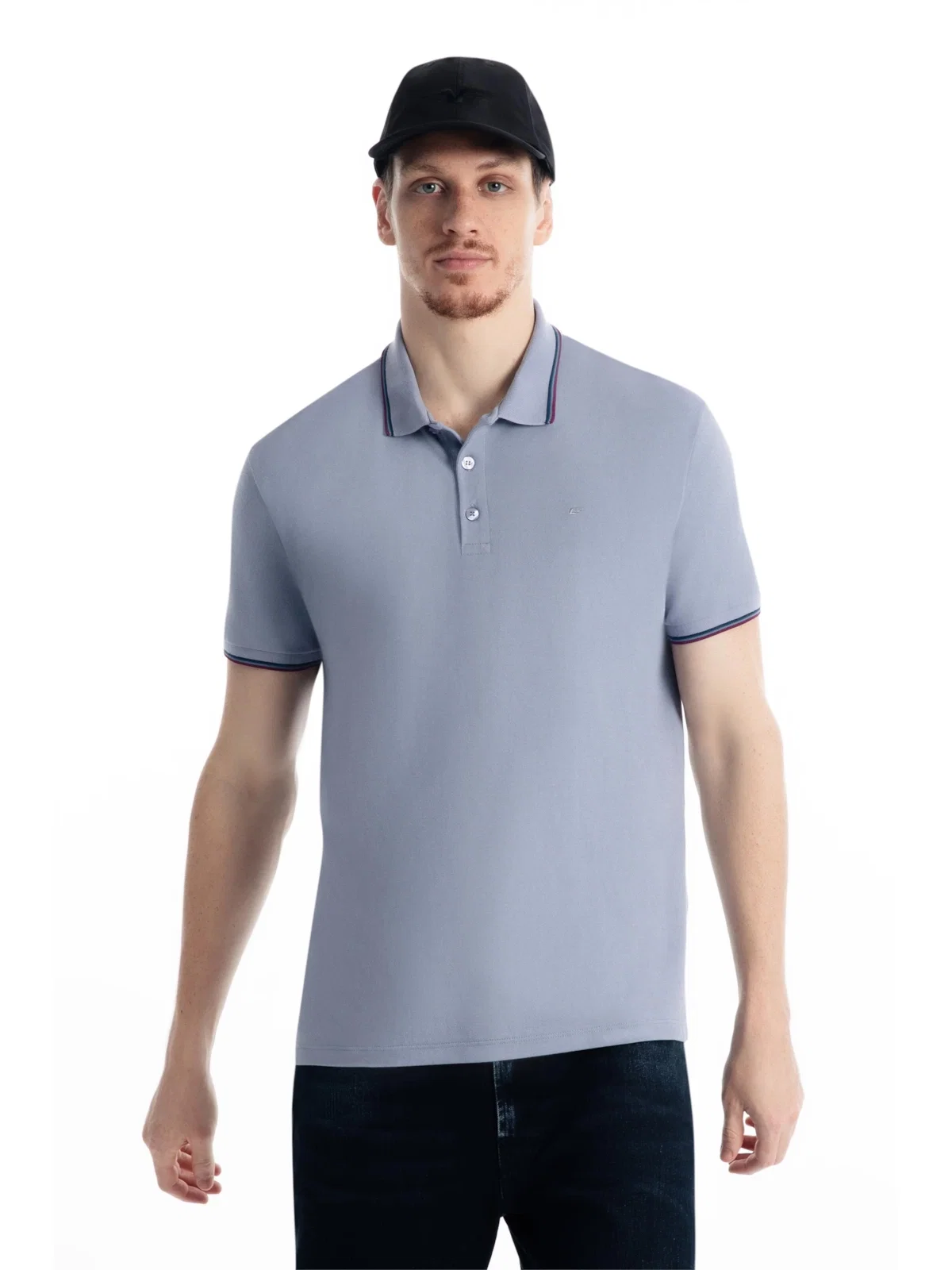 Polo Piquet Easa Friso Blue Vintage — imagem 1