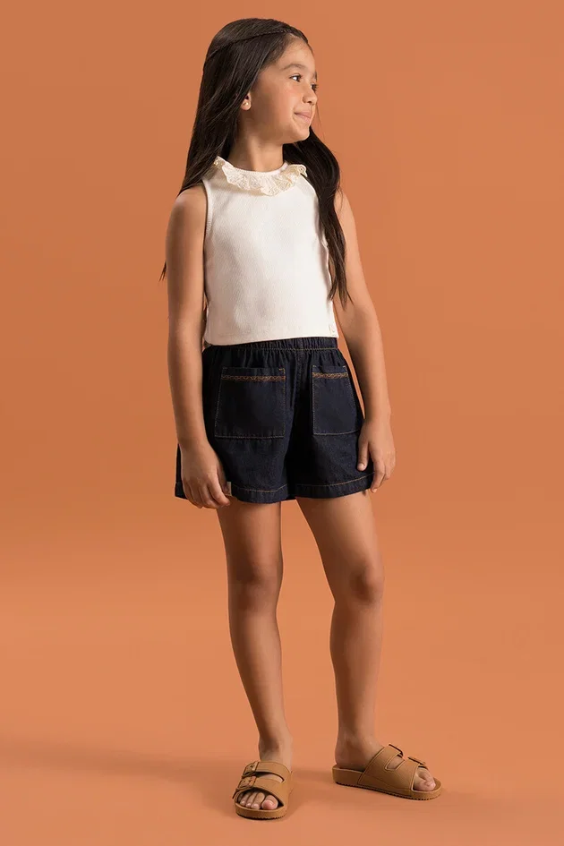 Shorts Infantil em Jeans Leve de Algodão — imagem 1