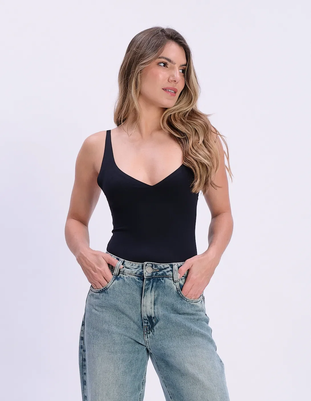 Body Decote v Alças Reguláveis - Preto — imagem 1
