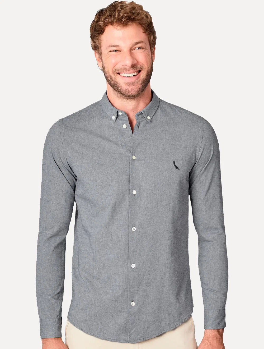 Camisa Reserva Masculina Oxford Color Azul Marinho Mescla — imagem 1