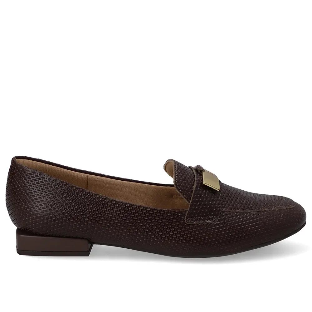 Loafer Marrom Couro Salto Bloco Chapa Monograma — imagem 1