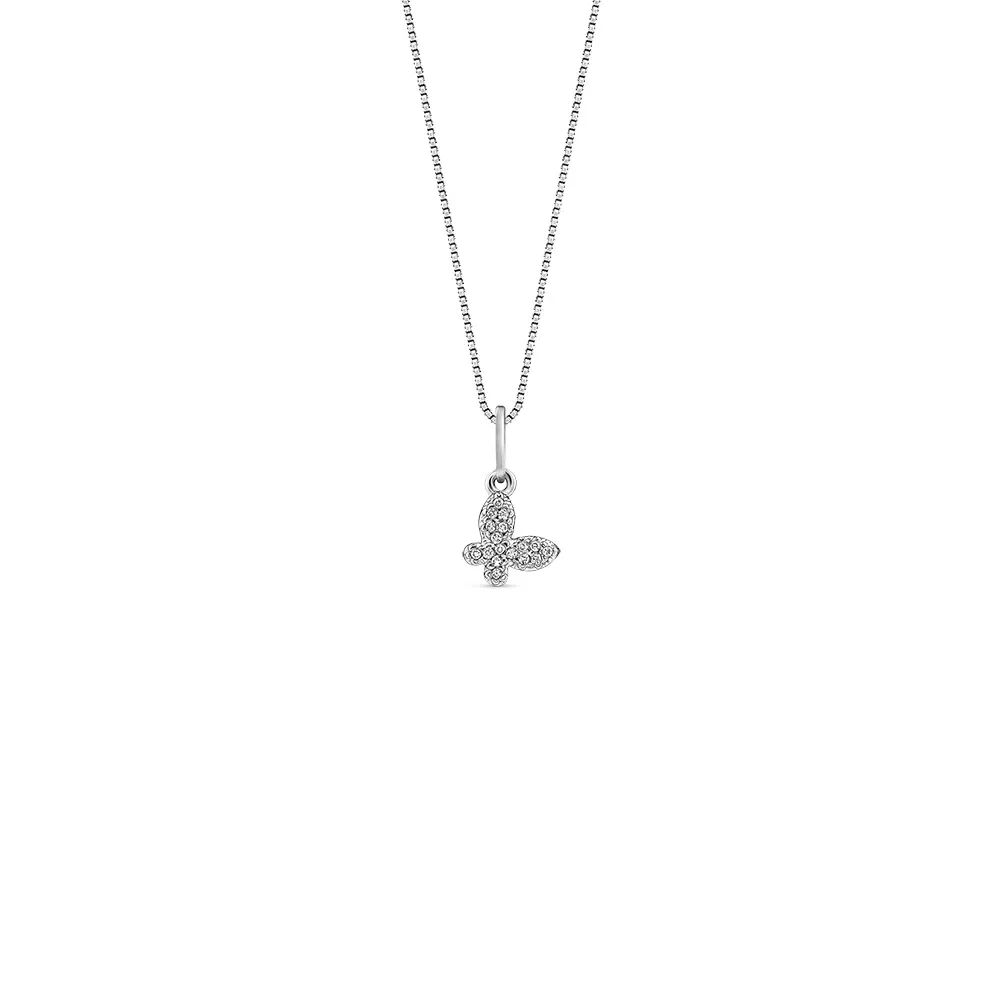 Pingente Teens Borboleta em Ouro Branco 18k com Diamantes, 11mm — imagem 1