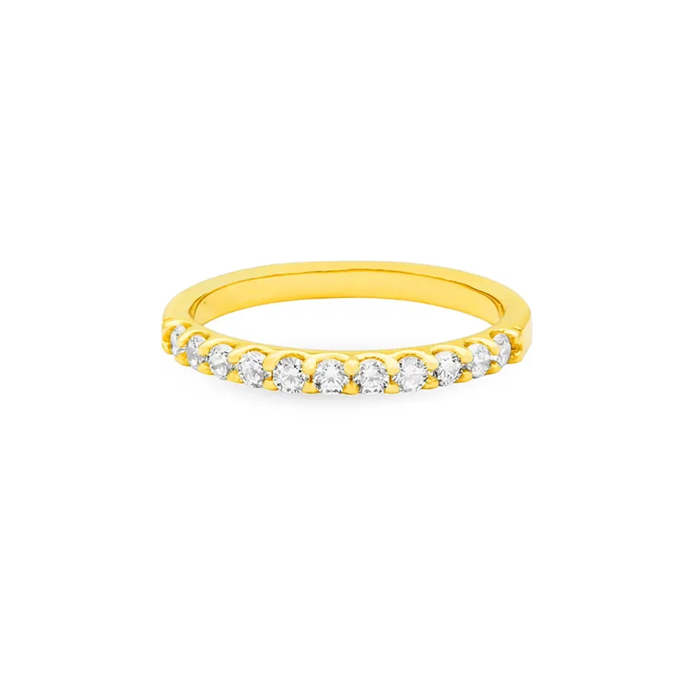 Anel Life Aparador em Prata 925 com Banho de Ouro Amarelo 18k e Pedras Incolores — imagem 1