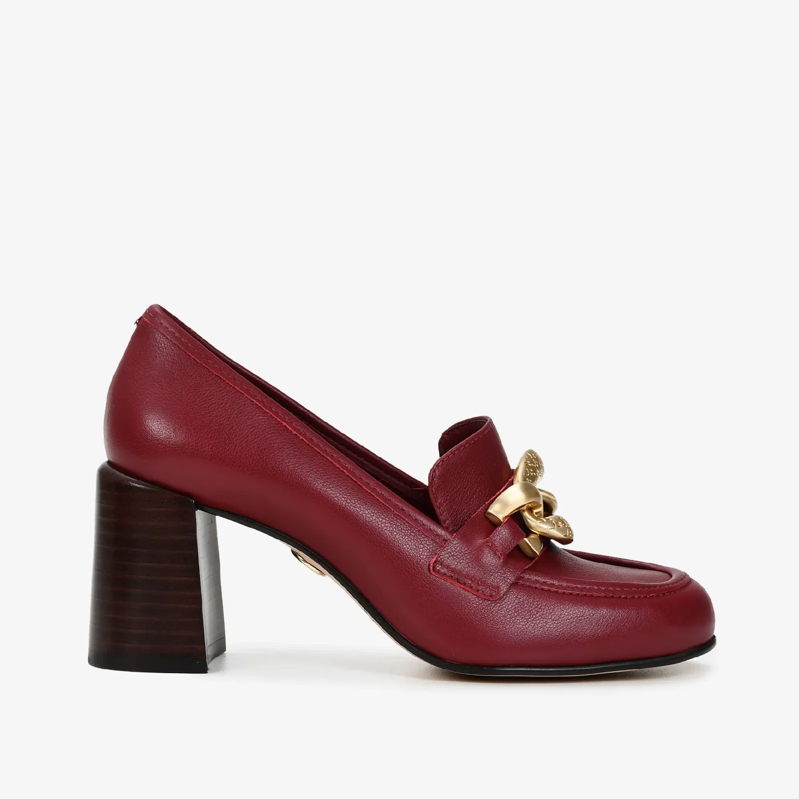 Scarpin Salto Bloco Vinho Cabernet Couro — imagem 1