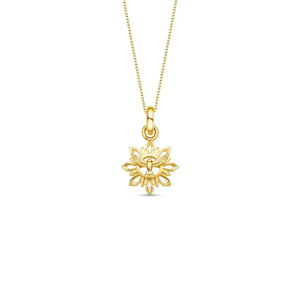 Pingente Religioso Sagrado Espirito Santo em Ouro Amarelo 18k , 18mm — imagem 1