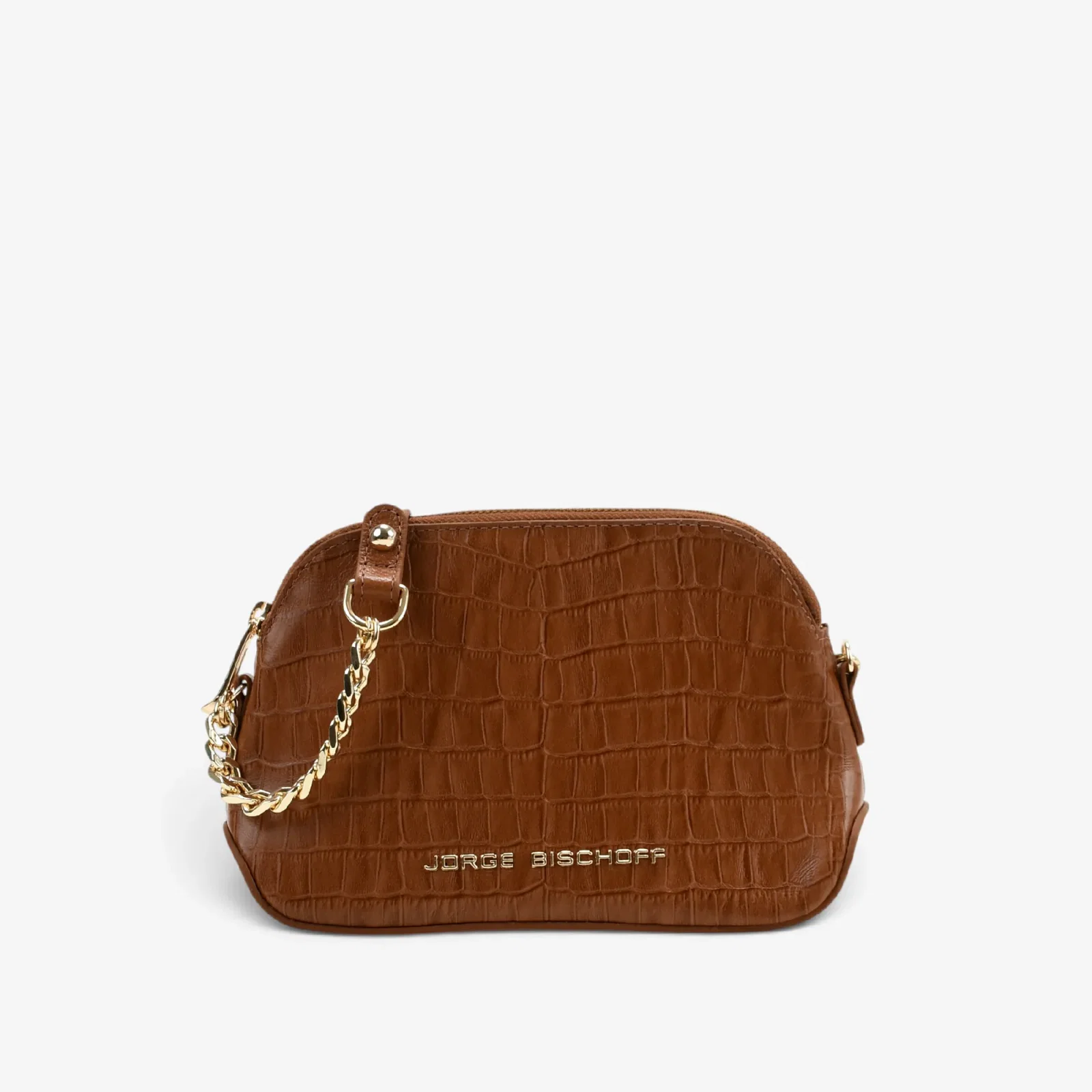 Bolsa Transversal Caramelo Mascavo Couro Croco — imagem 1