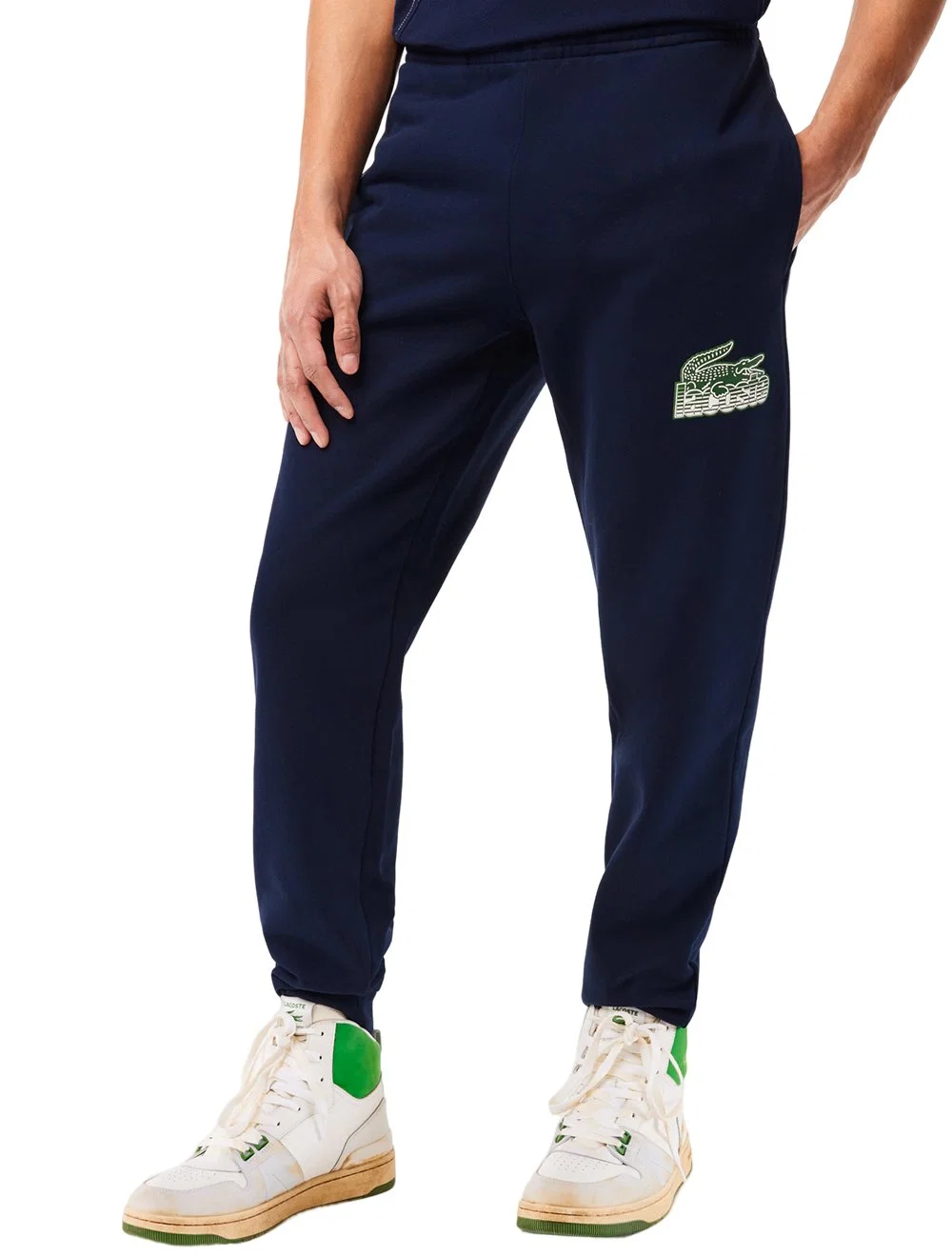 Calça Lacoste Moletom Masculina Sport Fleece Ombre Croco Azul Marinho