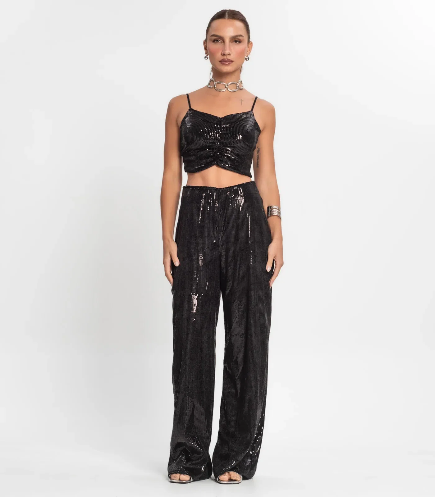 Calça De Paetê Feminina Endless Preto