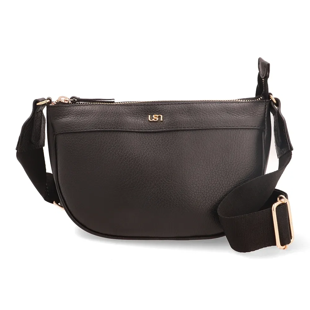 Bolsa Tiracolo Couro Preta — imagem 1