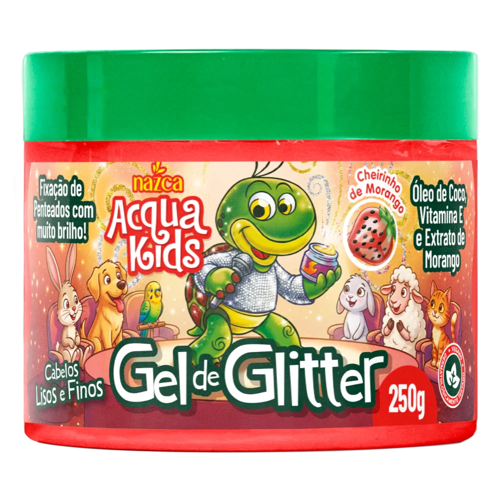 Gel de Glitter Acqua Kids Cabelos Lisos e Finos 250g