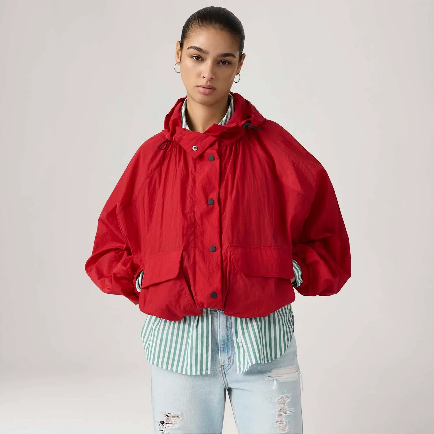 Casaco Levi's® Parka Simone com Capuz Vermelho — imagem 1