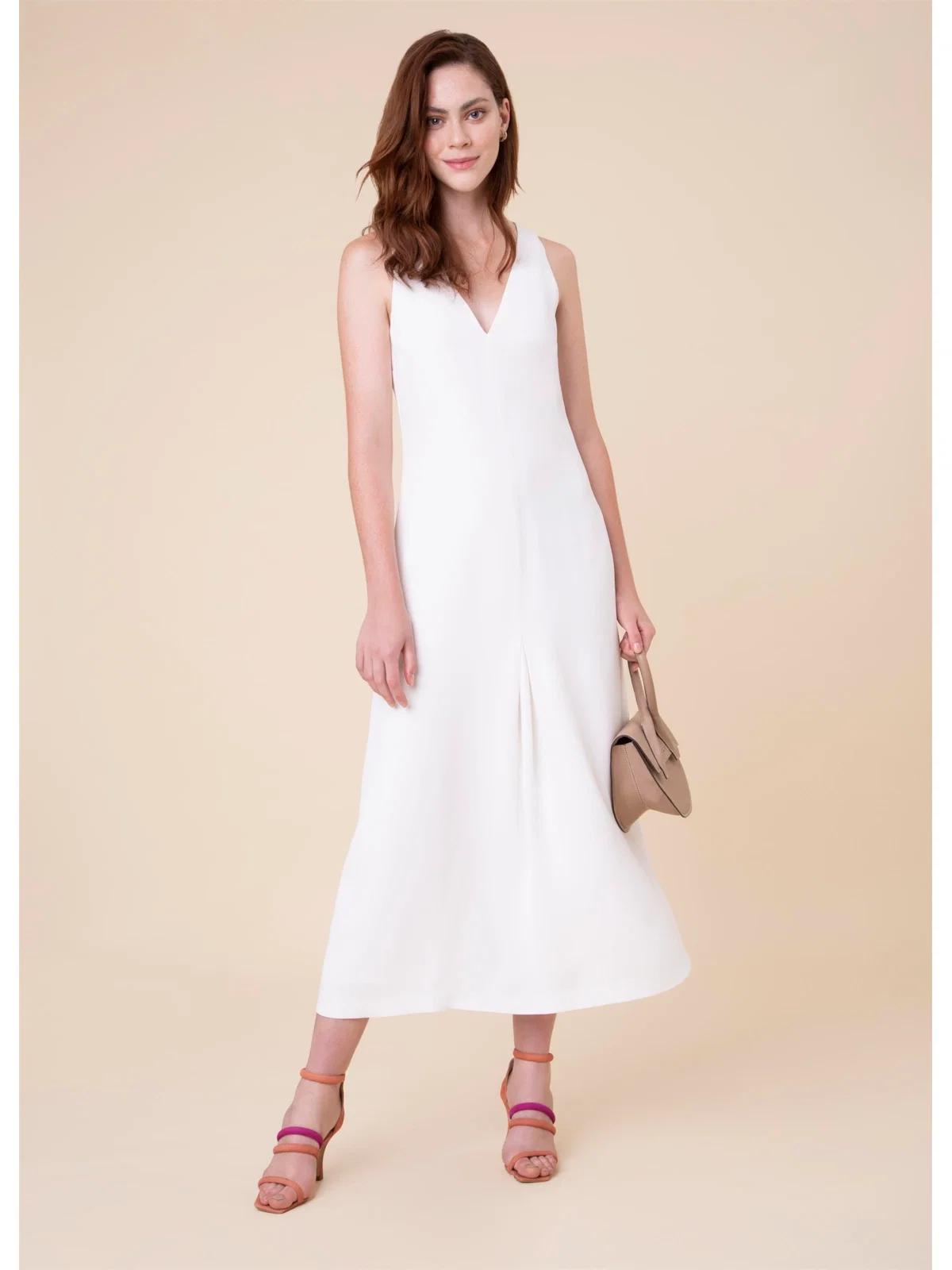 Vestido Midi Básico Off White