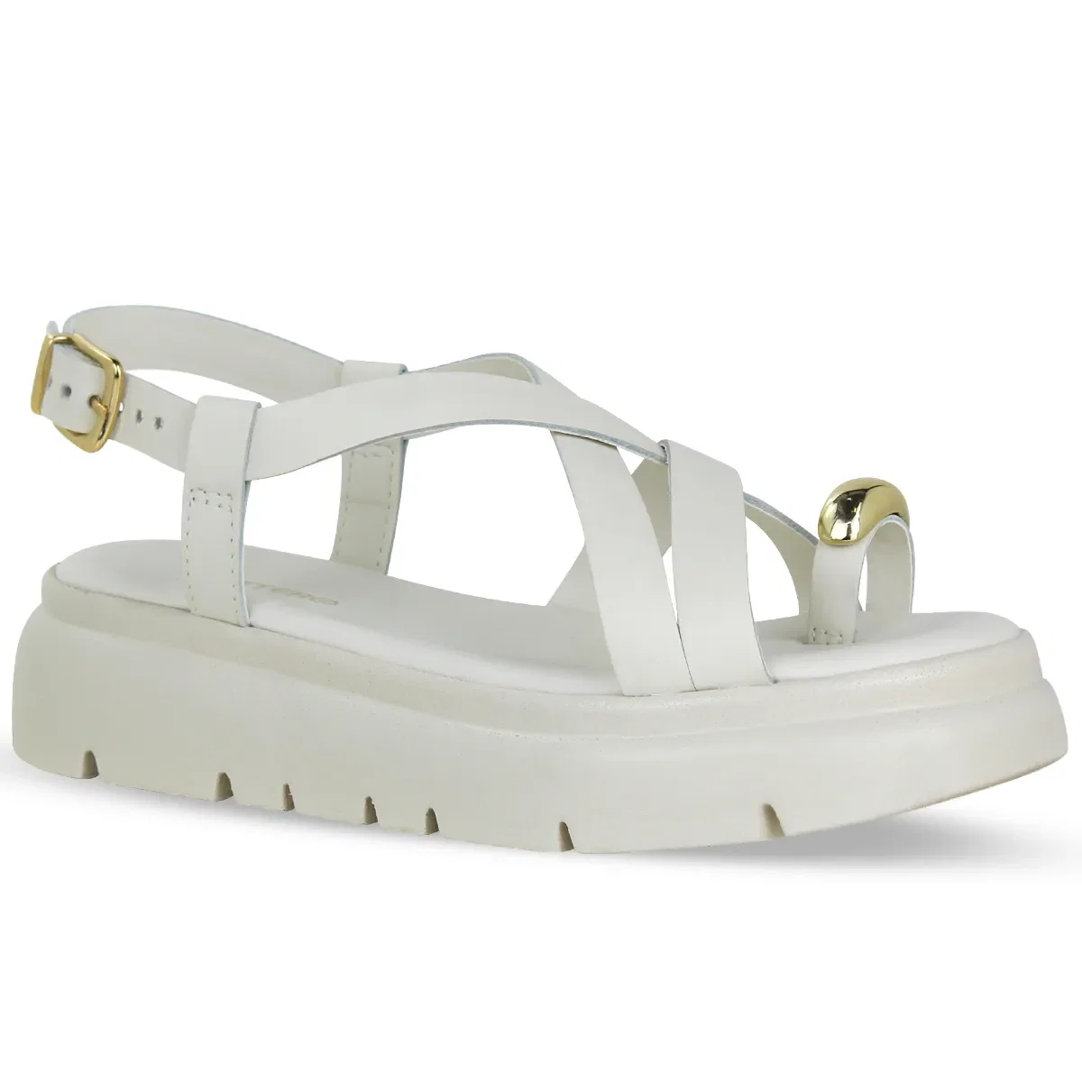 Sandália Flatform Couro Atanado Napoli Off White — imagem 1