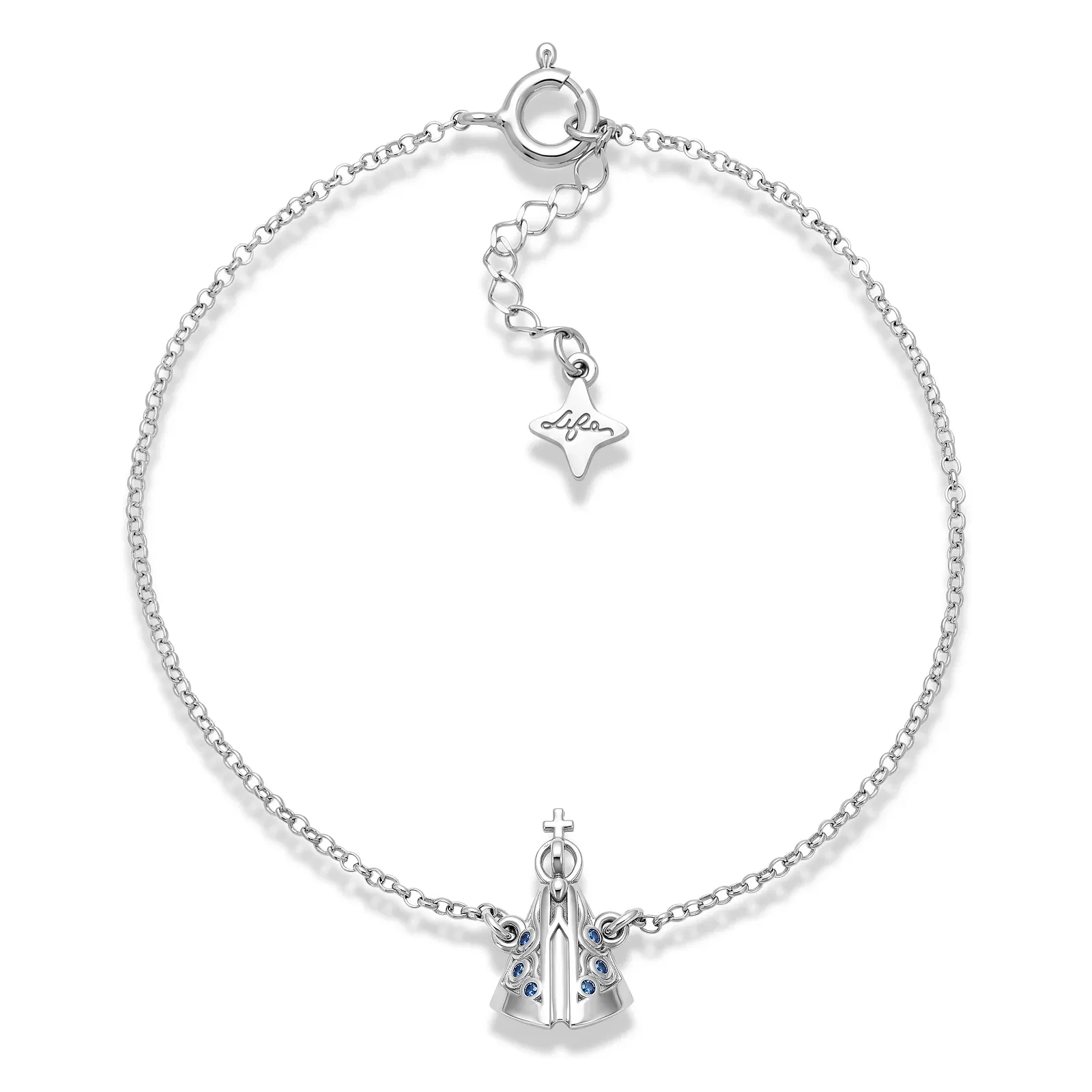 Pulseira Life N.Sra. Aparecida em Prata 925 com Zircônia Incolor — imagem 1