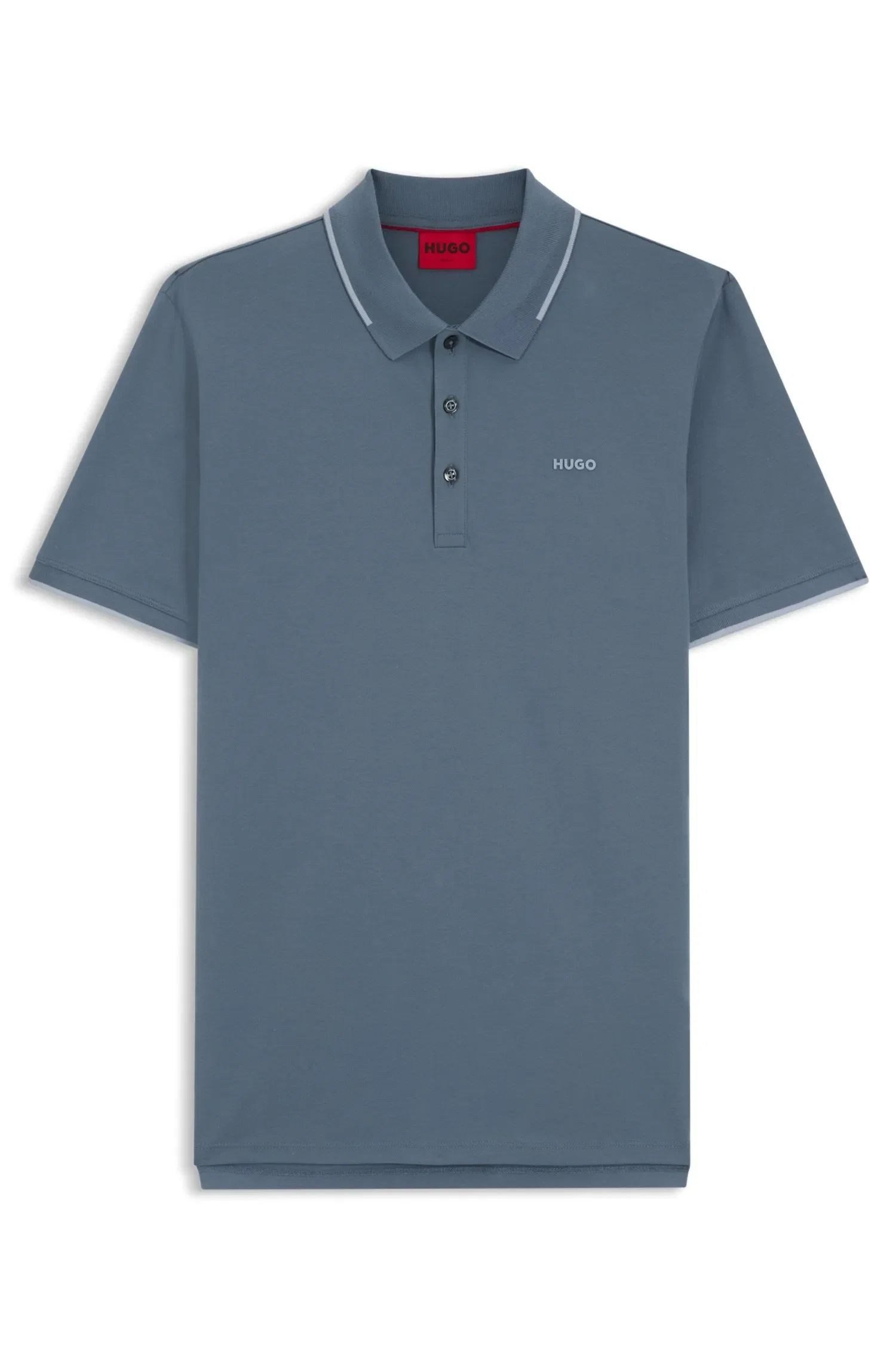 Polo Slim Fit De Algodão Elástico Com Logo Estampado