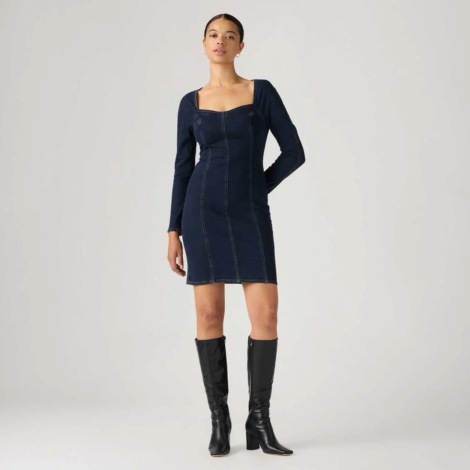 Vestido Jeans Levi's® 80'S Cocktail Manga Longa Lavagem Escura