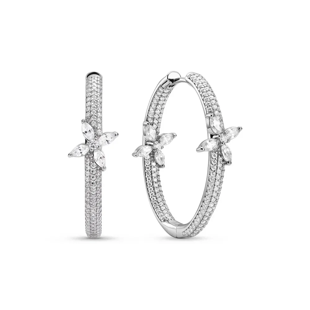 Argola Life Butterfly em Prata 925 com Pedras Incolores, 32mm