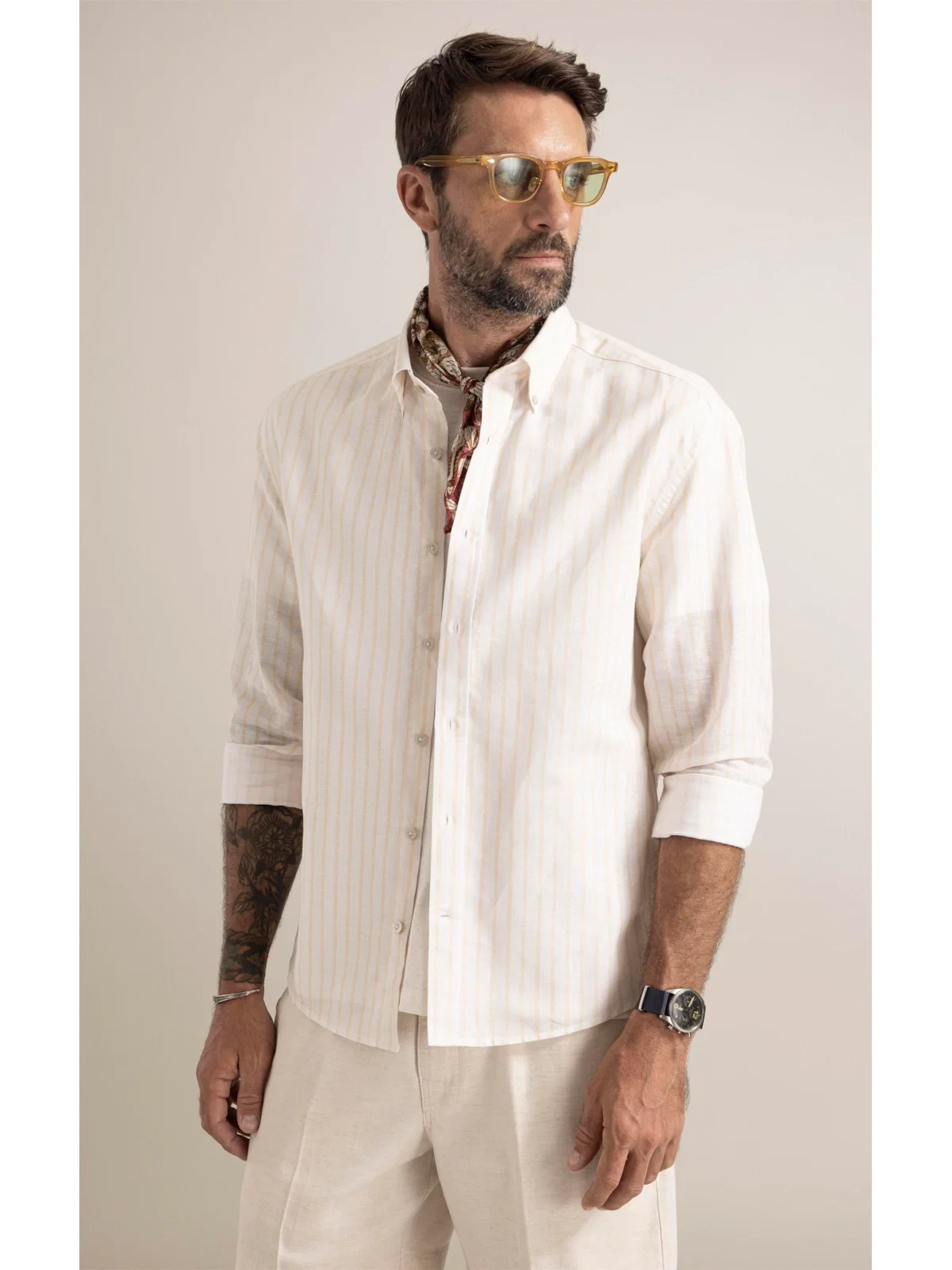 Camisa Saint Paul Linho Amarelo Claro