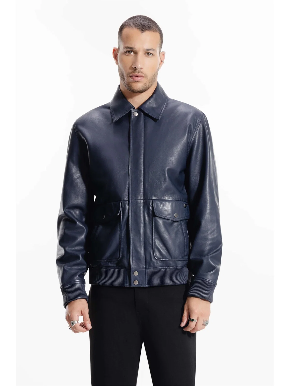 Jaqueta Leather Aviator Jack Purple Blue — imagem 1