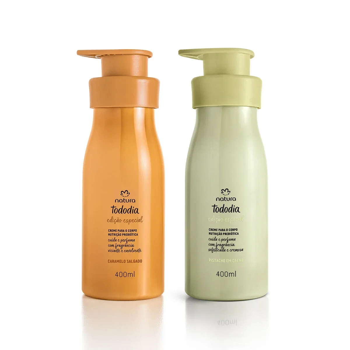 Kit Tododia Creme Desodorante Nutritivo para o Corpo Caramelo Salgado e Pistache 2 produtos de 400 ml
