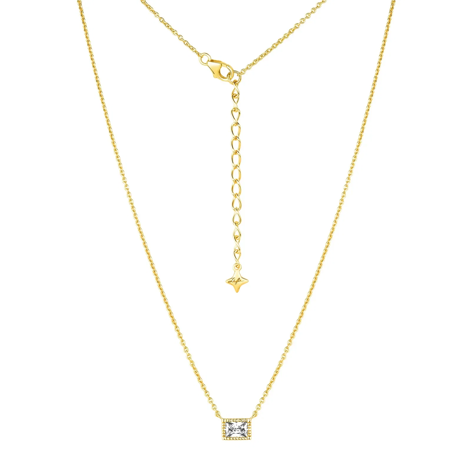 Colar Life Una I em Prata 925 com Banho de Ouro Amarelo 18k e Pedras Incolores, 45cm — imagem 1