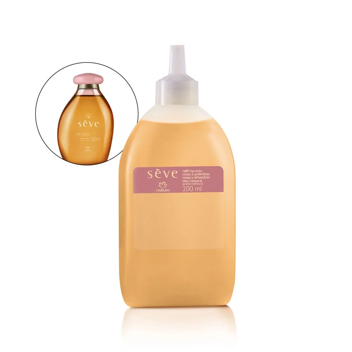 Refil Óleo Desodorante Corporal Sève Rosas e Amêndoas 200 ml