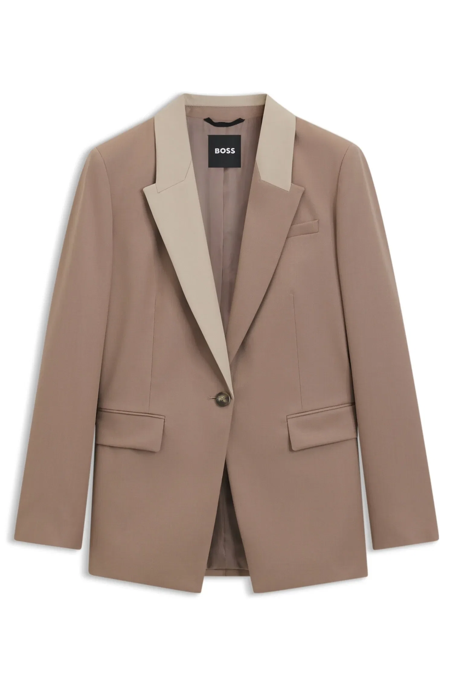 Blazer De Ajuste Descontraído Com Lapelas Em Bloco De Cores