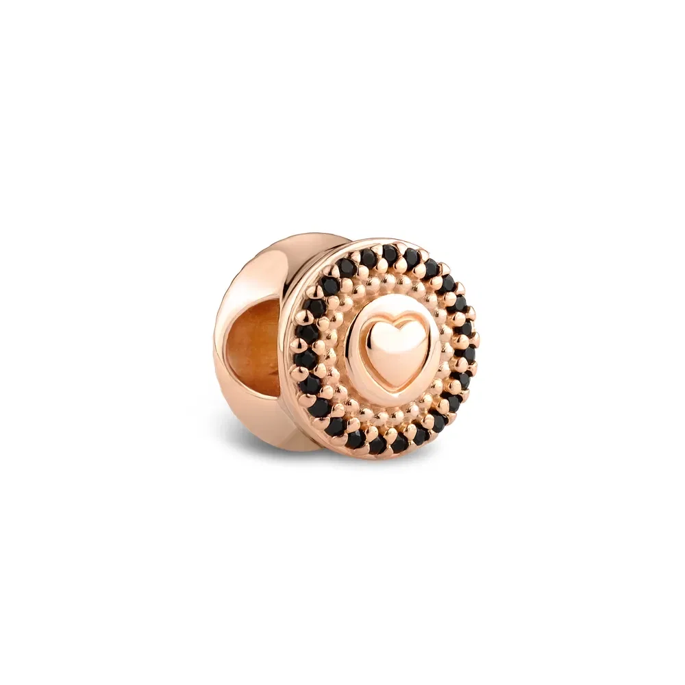 Separador Life Amor II em Liga Rosé com Banho de Ouro Rosé 18k e Pedras Pretas