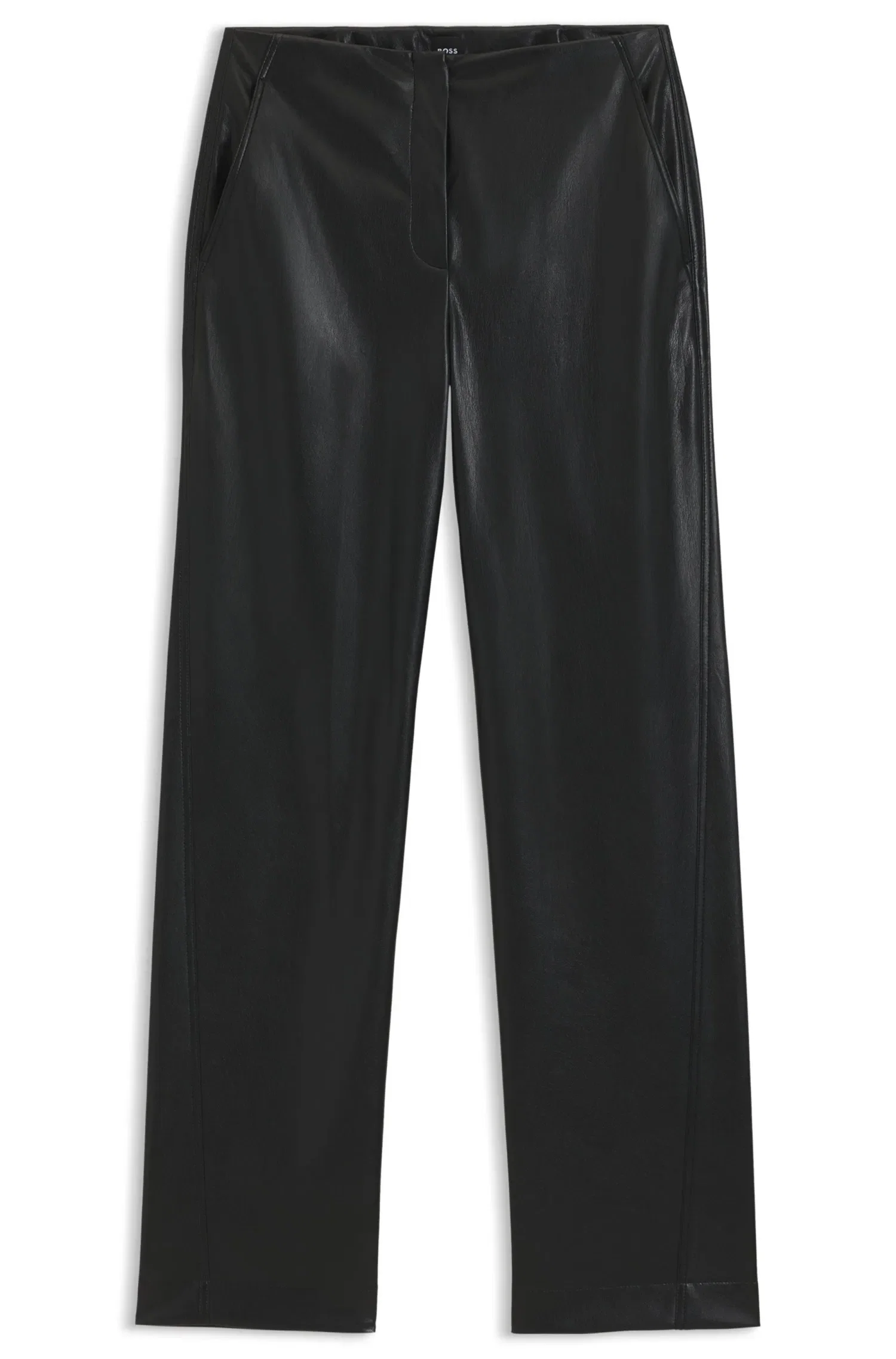 Calça Reta Em Material Sintético