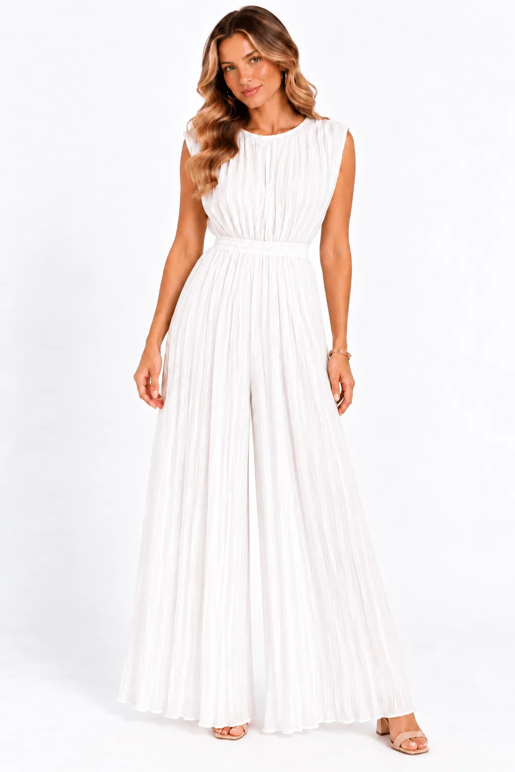 Calça Pantalona Textura - Branco