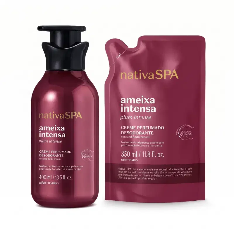 Combo Nativa SPA Ameixa Intensa: Creme Perfumado Hidratante Corporal 400ml + Refil 350ml