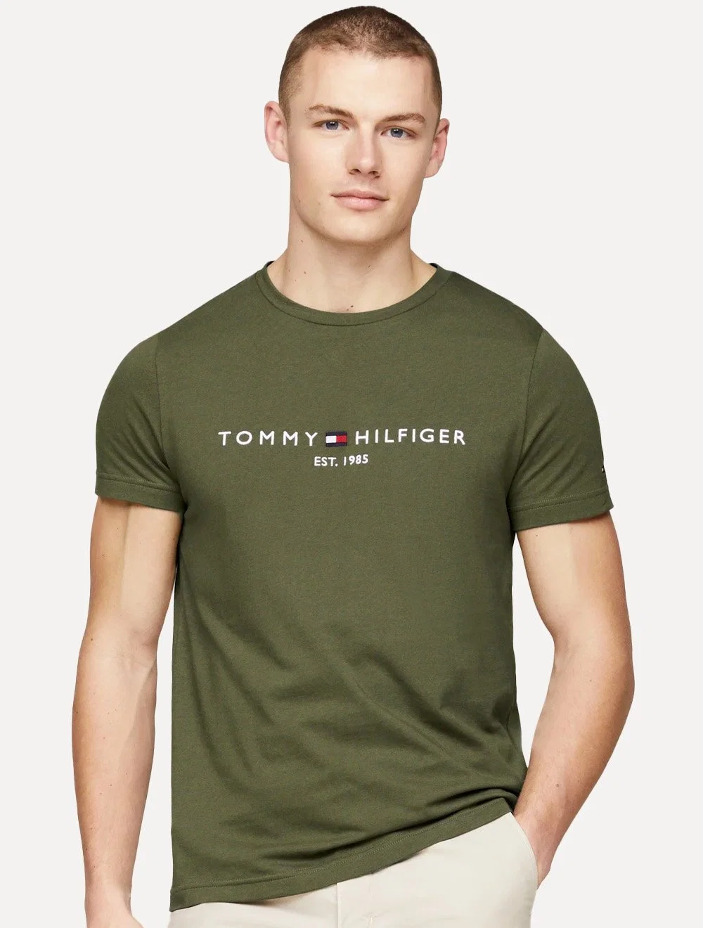 Camiseta Tommy Hilfiger Masculina Core Logo Tee Verde Musgo — imagem 1