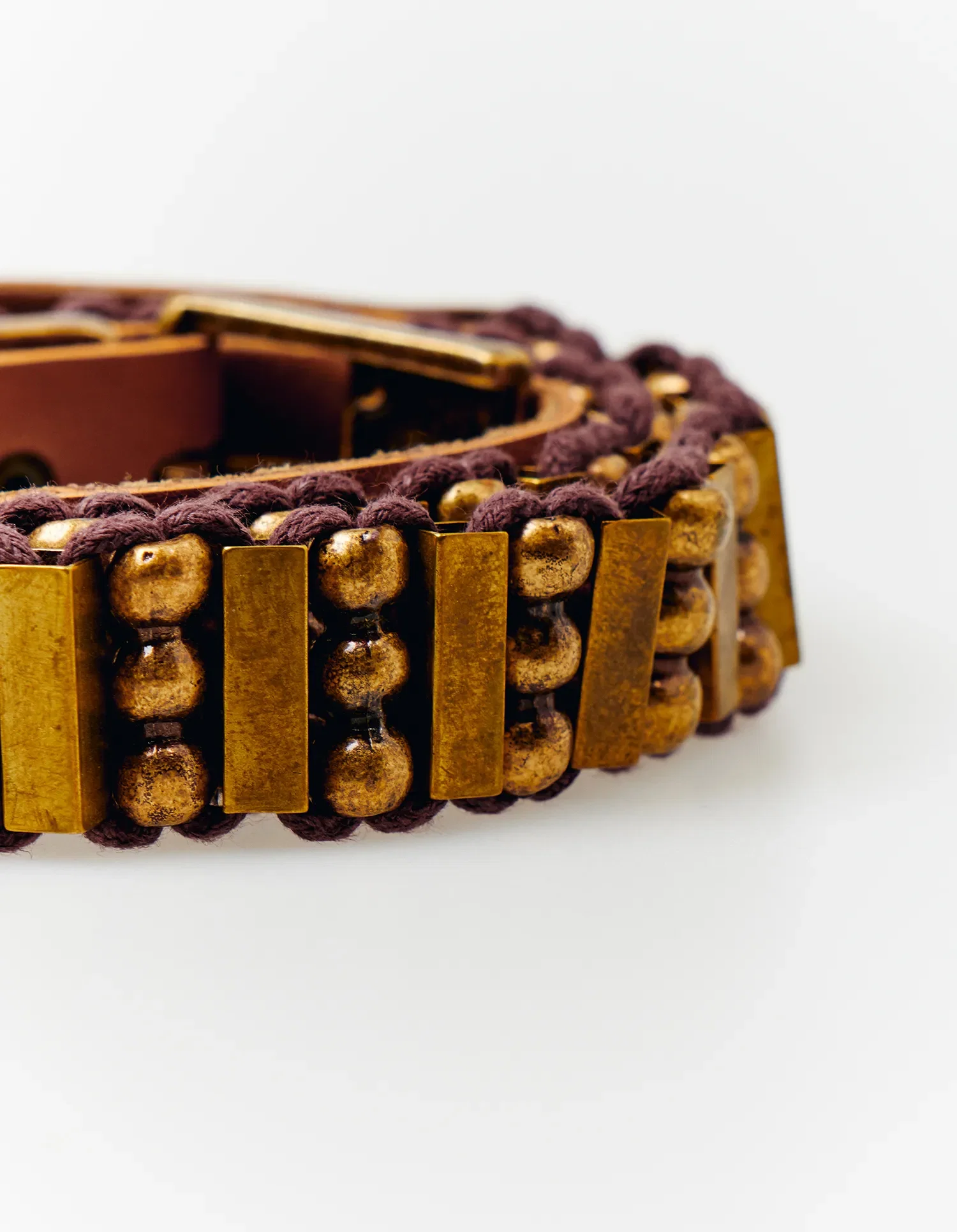 Cinto Couro Com Detalhes em Metal - Caramelo Com Grafite — imagem 1