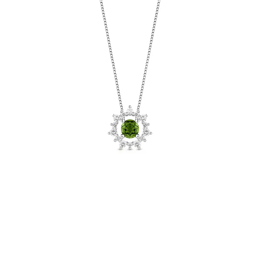 Pingente Olympia em Ouro Branco 18k com Turmalina Verde e Diamantes, 9mm — imagem 1