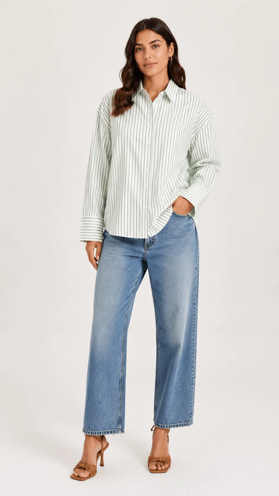 Camisa Manga Longa Listras - Verde — imagem 1