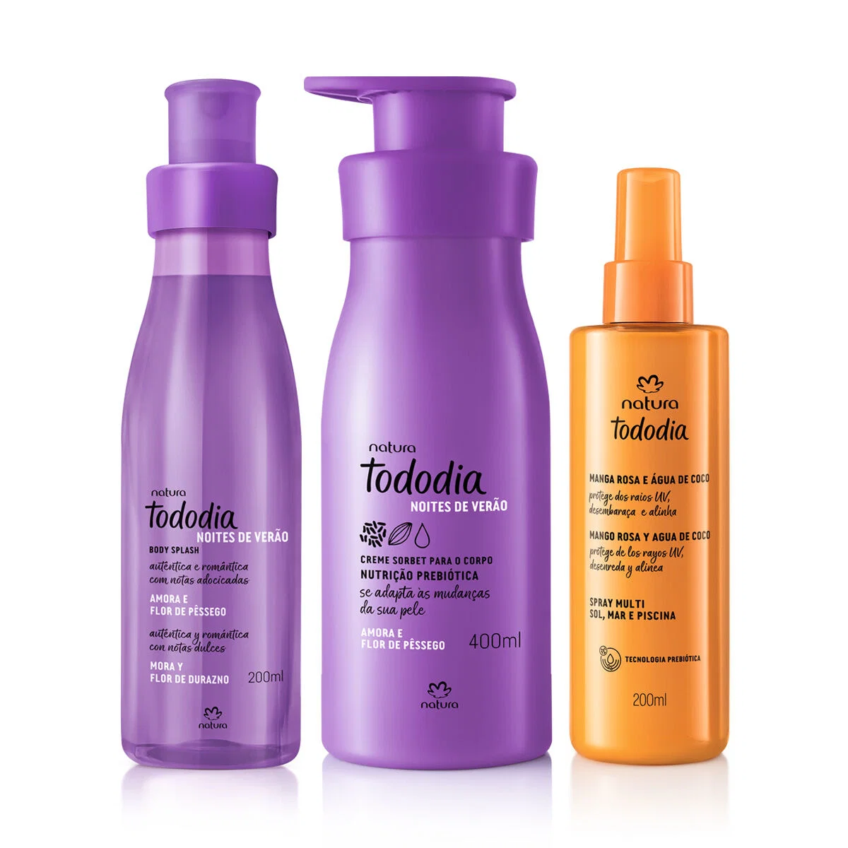 Kit Verão Tododia Amora e Flor de Pêssego Creme Corporal, Body Splash e Spray Capilar — imagem 1