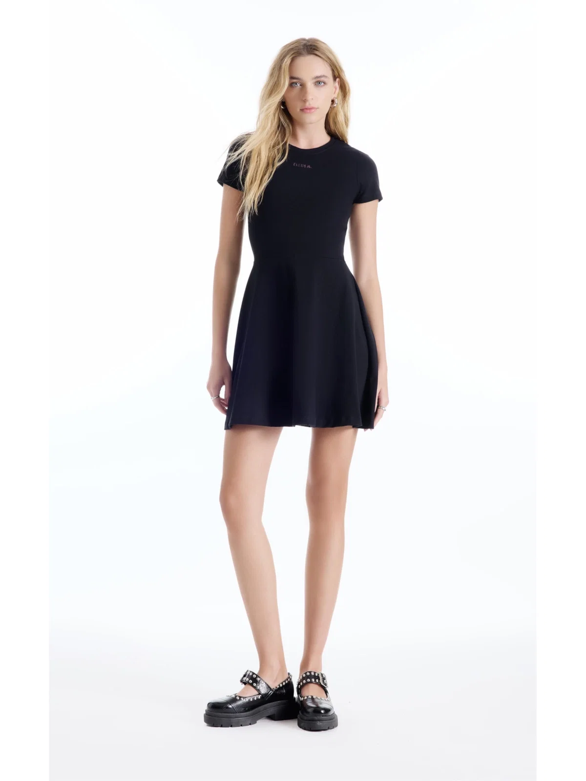 Vestido Ellus Cotton Slim Circle Dress Preto