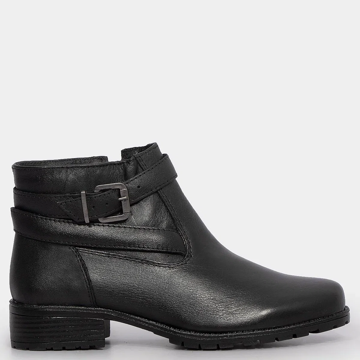 Ankle Boot Preta Fivela Transpassada