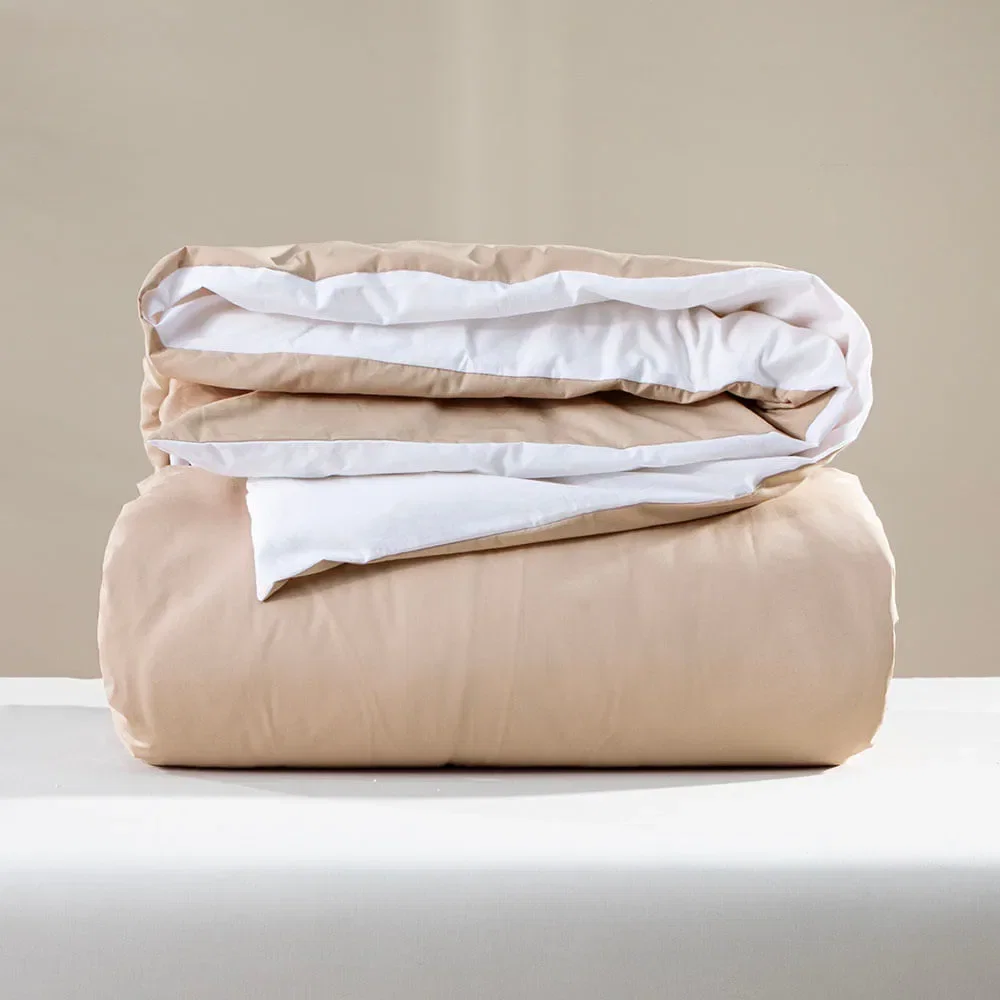 Capa de Edredom Duvet Amassa Menos Duo Branco / Bege Rosé