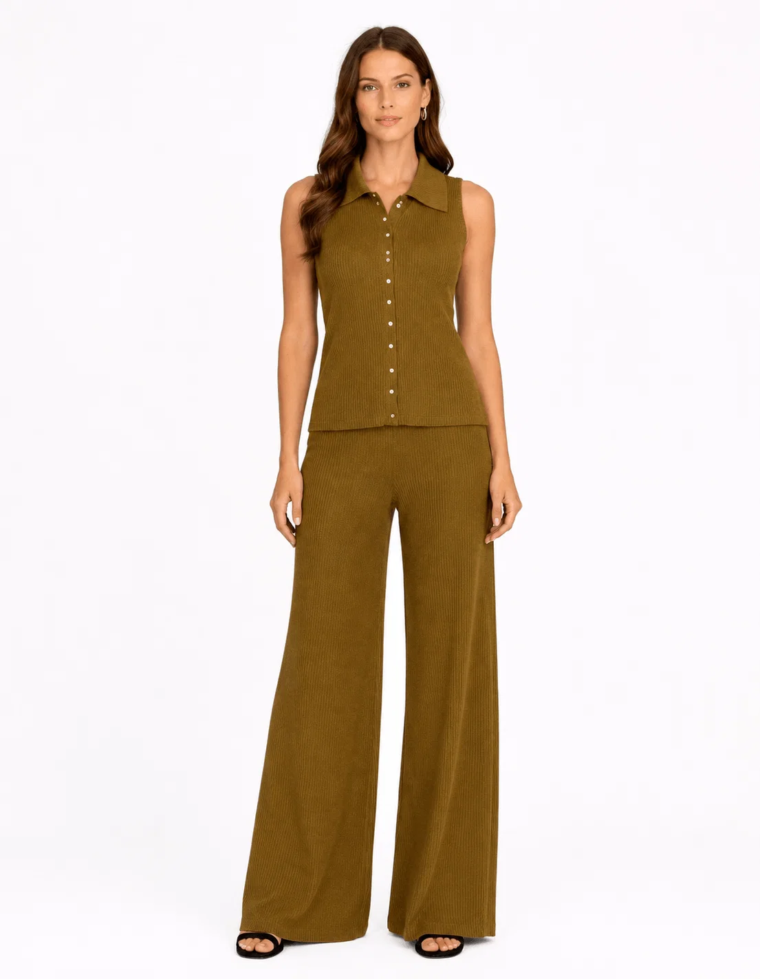 Calça Tricot Pantalona - Caramelo