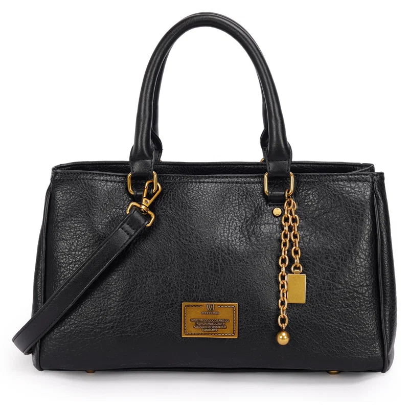 Bolsa Satchel Grande Com Detalhe Corrente Com Pingentes