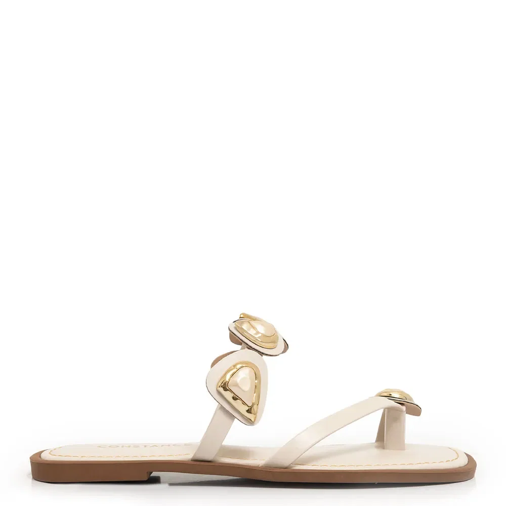 Rasteira Off White Enfeites