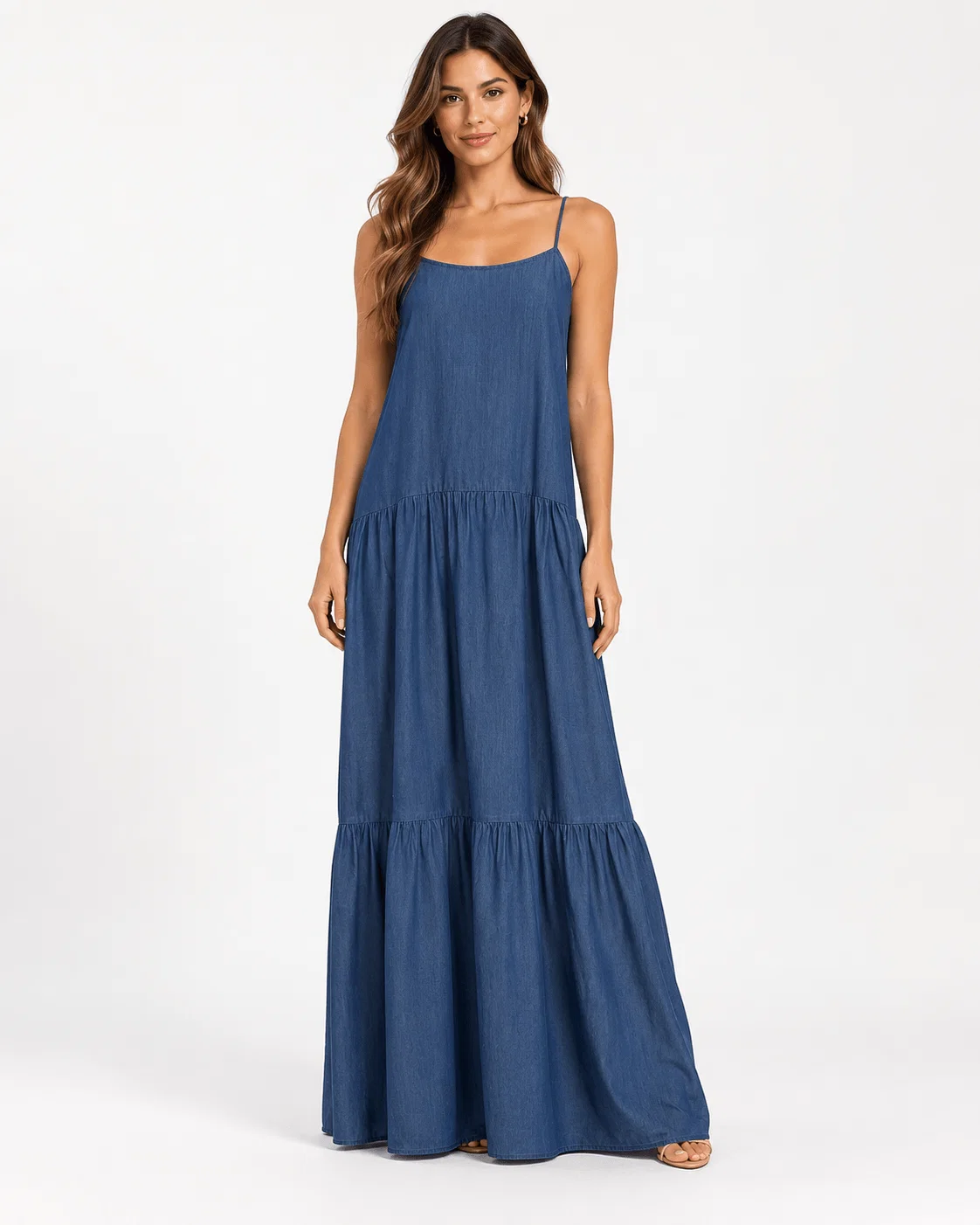 Vestido Longo Denim Detalhe Marias - Denim Escuro — imagem 1