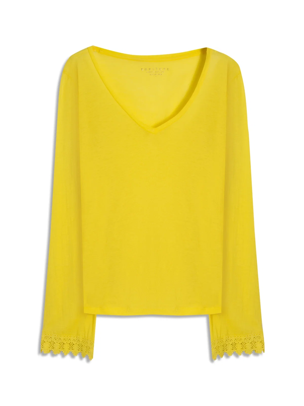 Blusa Bordado Ingles Mangas Amarelo